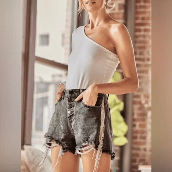 Savanna Jane Fringe Denim Shorts - Picture 2 of 9